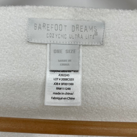 Barefoot Dreams CozyChic Ultra Lite Poncho One Size White Gray Ombre Knit Cozy - Picture 3 of 5